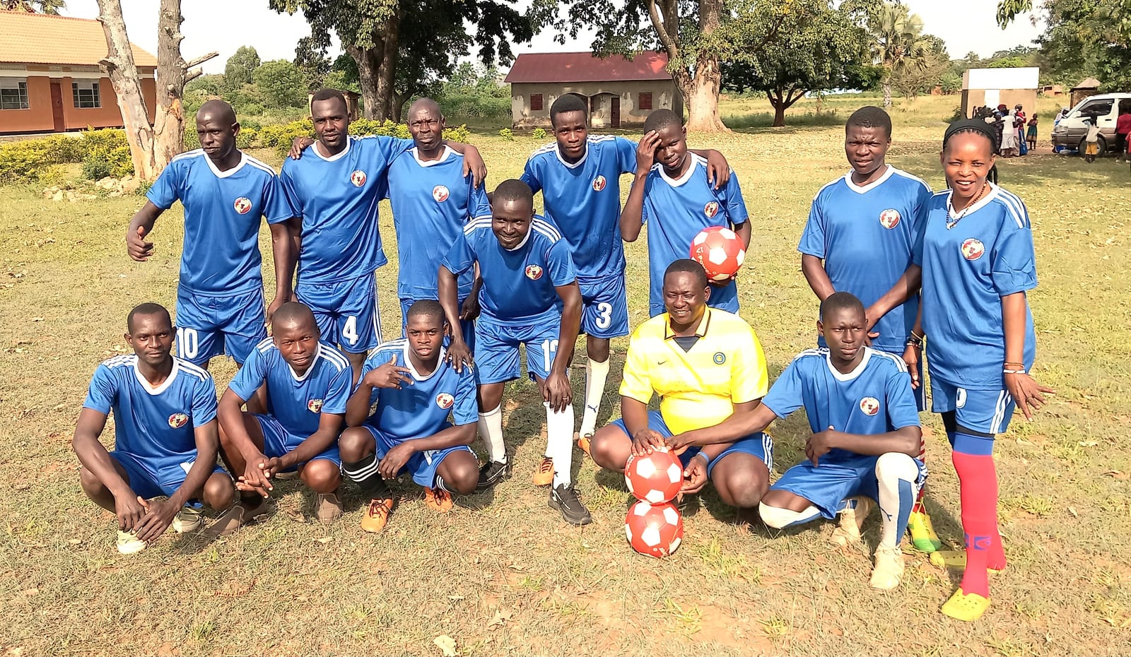 The team with the donated footballs